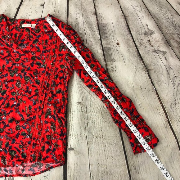 Hinge Red Floral Blouse Size Small - Picture 6 of 11